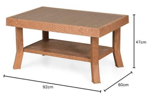 Nilkamal CNTBL1C Contemporary 1 Cane and Glass Center Coffee Table/Tea Table/Teapoy for Home/Living Room/Office & Outdoor (Pear Wood) - Image 2
